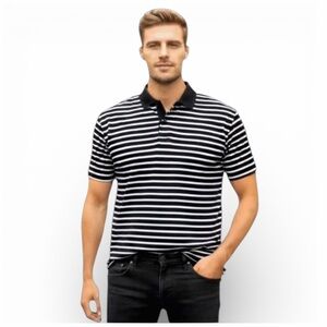 FG Tech Men’s Short-Sleeve Polo. Black, White. Large